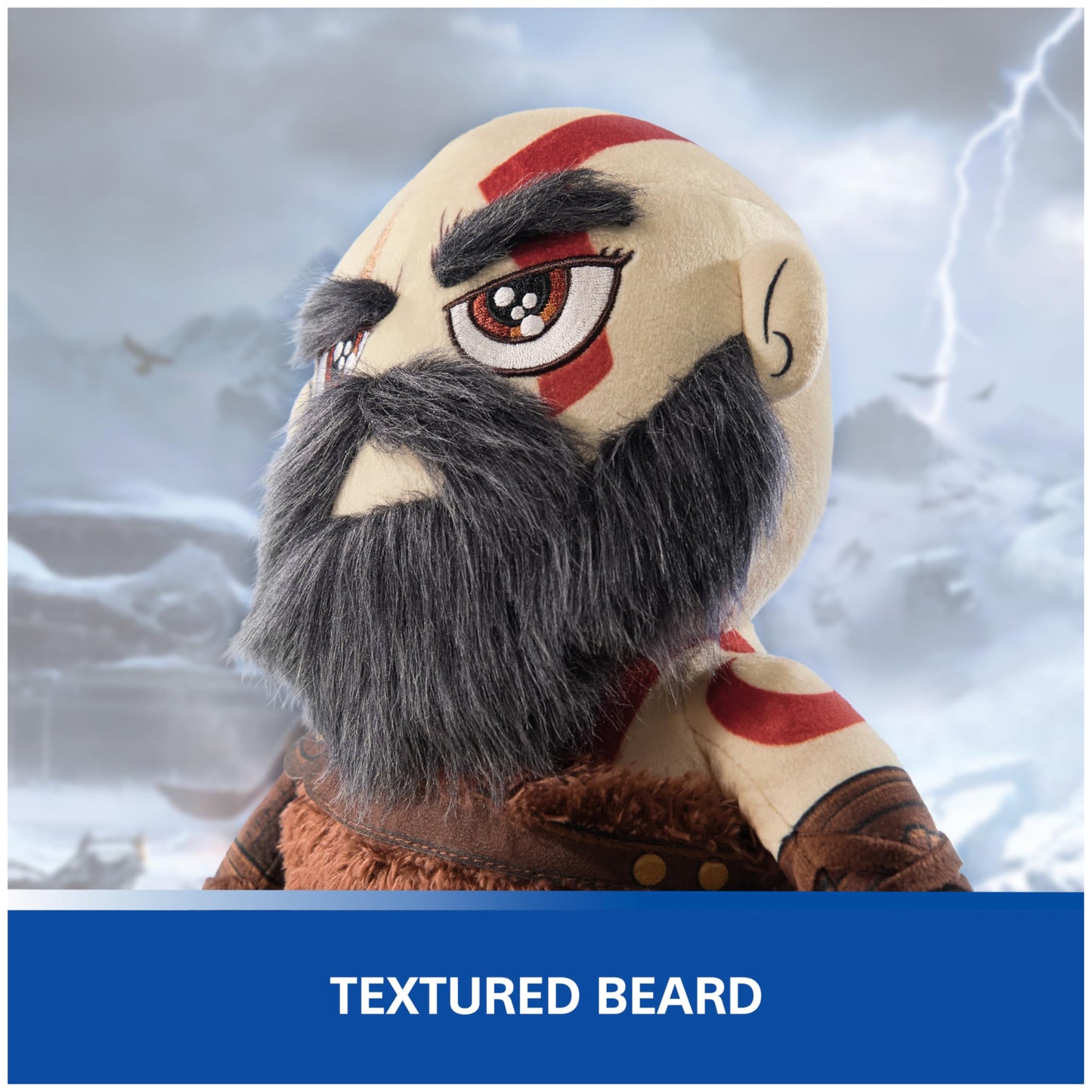 PlayStation, God of War Ragnarok, Premium 10-Inch Kratos Collector Grade Plush Toy, Cute Plushies and Kids Toys for PS5 Fans of All Ages