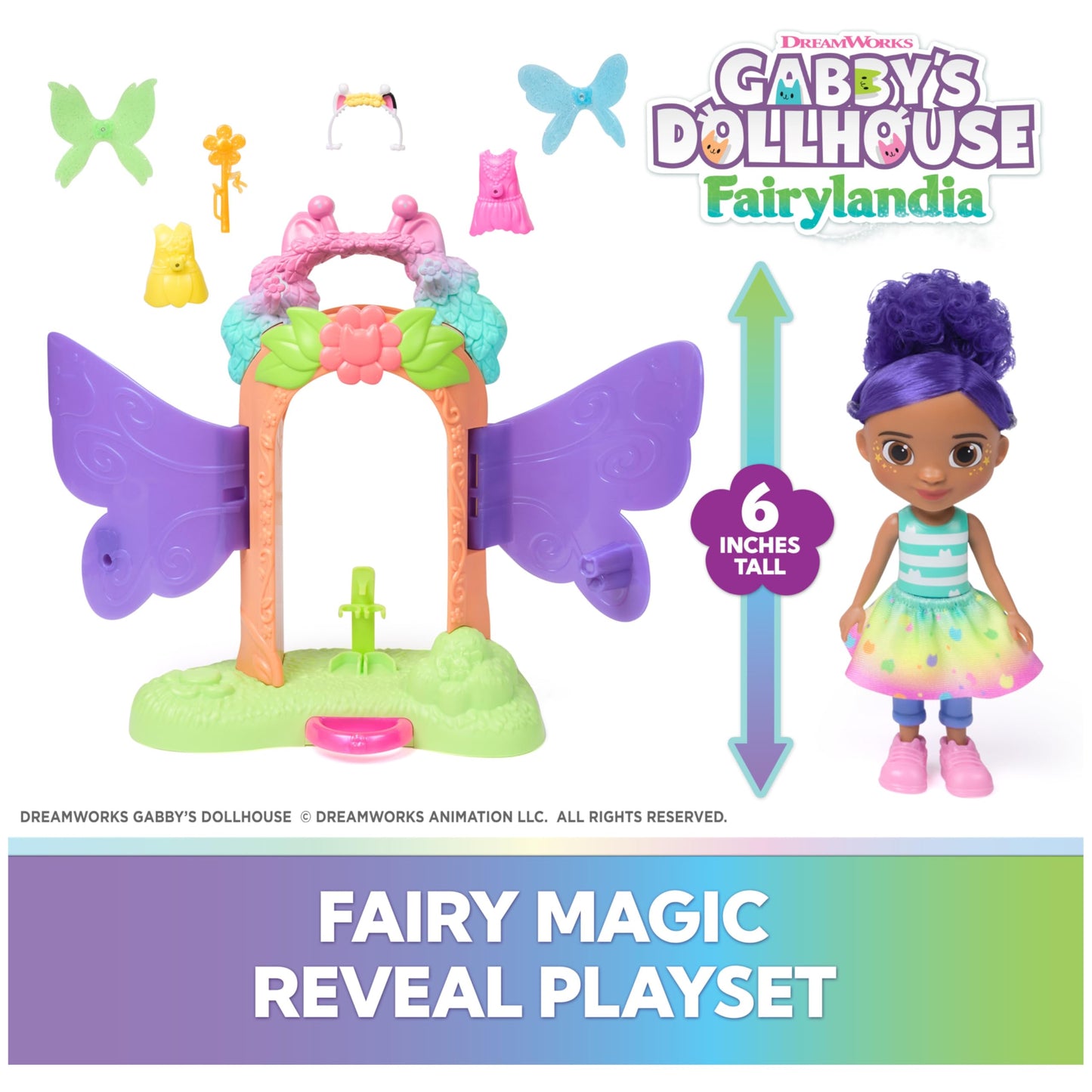 Gabby's Dollhouse Fairylandia, Fairy Magic Reveal Playset with Transforming Feature and Dollhouse Accessories, Kids Toys for Girls & Boys Ages 3 and Up