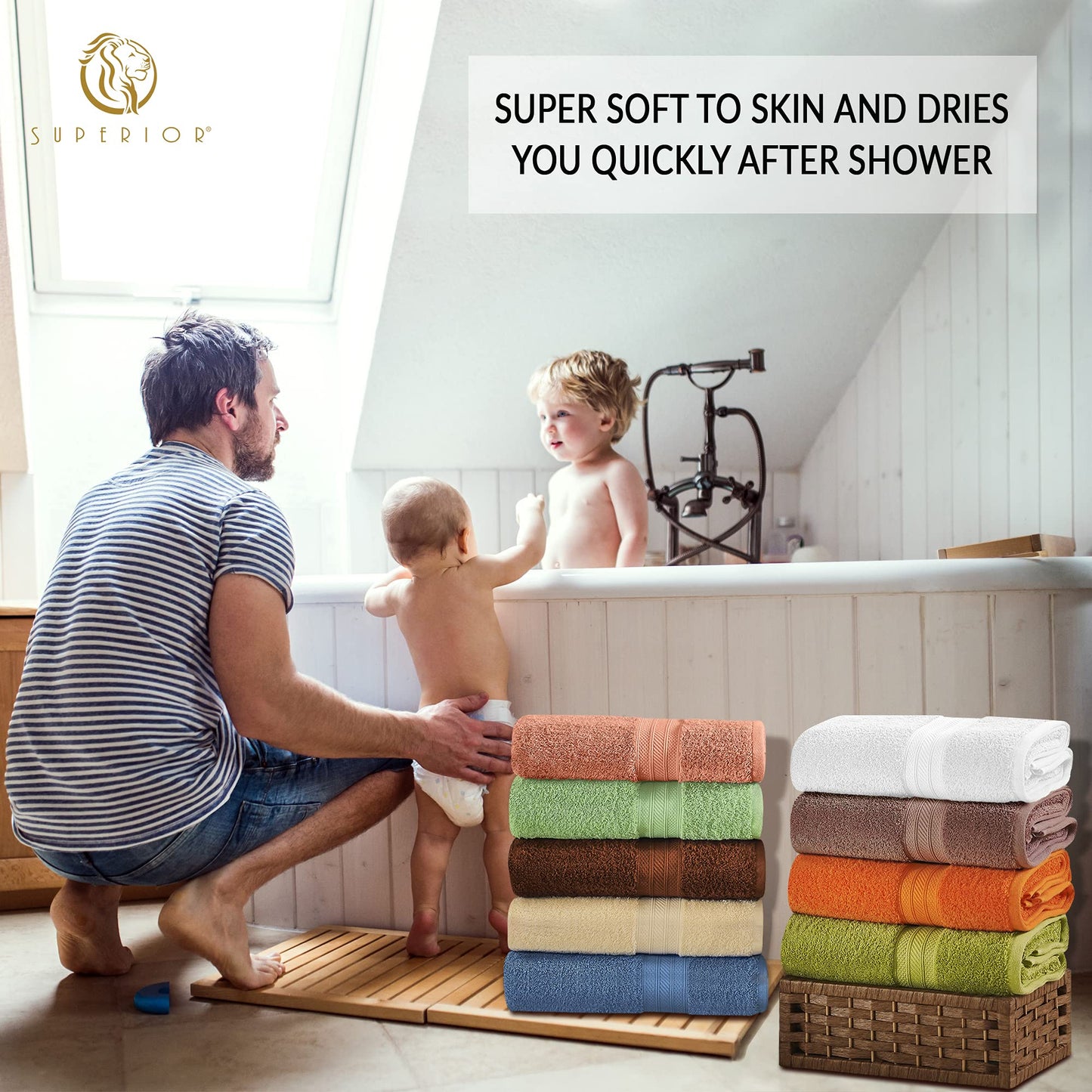 Superior Atlas Cotton Heavyweight Hand Towels, Towel Set, Luxury Bathroom Accessories, Kitchen Basics, Spa, Salon, Hotel, Resort, Thick, Ultra-Plush, Highly-Absorbent, Hand Towel, Sandstone