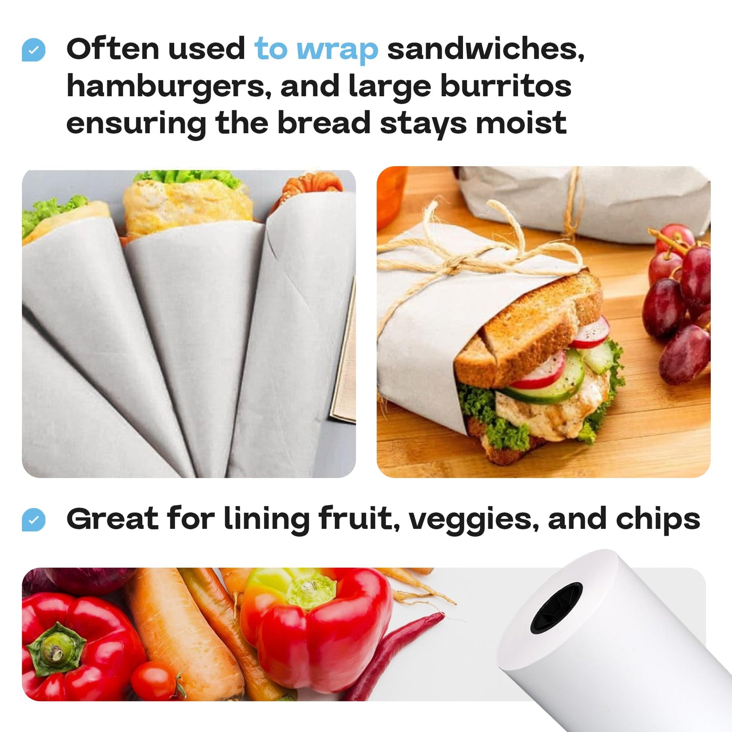 Freezer Paper Roll 24" x 1800" (150 feet) - USA-made White Paper for Freezing Food - Freezer Material with Special Coating for Meat & Fish - Strong Barrier Against Air and Moisture by IDL Packaging