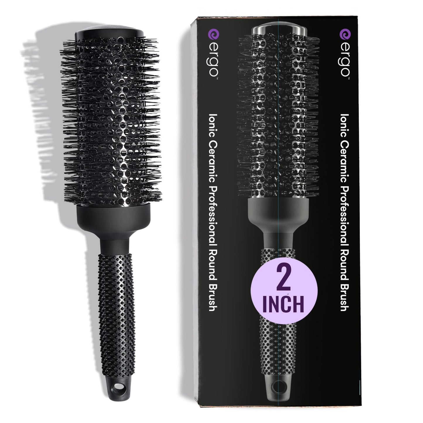 Ergo Ceramic Ionic Round Brush for Blow Out - Salon Quality Hair Brushes for Women - Roller Brush for Blow Drying, Wet and Dry Hair Styling, Volumizing Hair Care - ER53: 2"