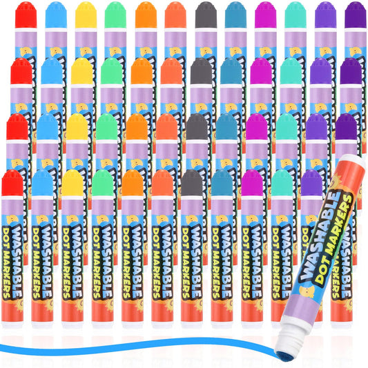 Crtiin 48 Pack Mixed Colors Set of Washable Dot Markers Bingo Daubers Bulk Washable Dot Paint Markers Art Supplies in 12 Colors Ideal for Art and Crafts Painting Coloring Bingo Supplies