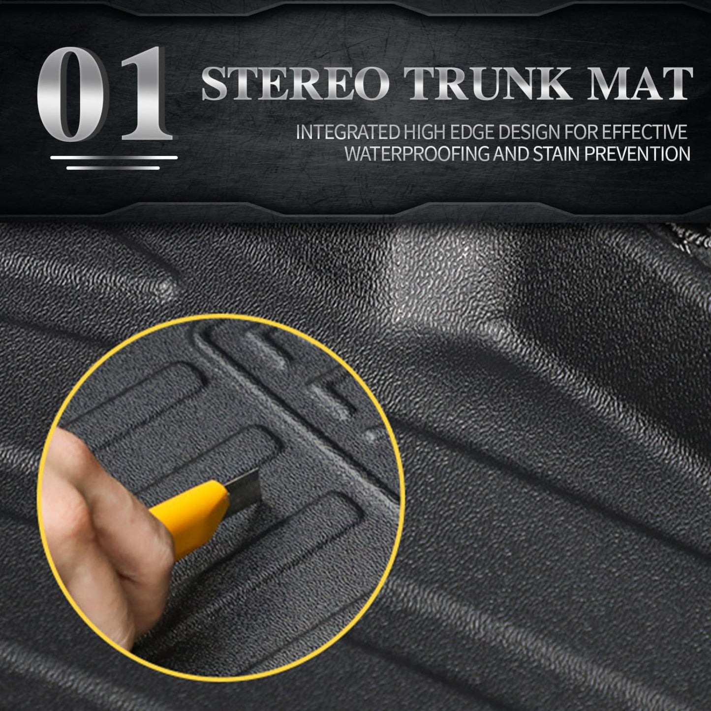 Actkill Cargo Mat & Backrest Mats Compatible with Volkswagen VW Tiguan 2018-2024 7 Seats(Not fit 5 Seats) - Black TPE All Weather Waterproof Rear Cargo Liner Rear Trunk Liner Back Seat Cover Protector