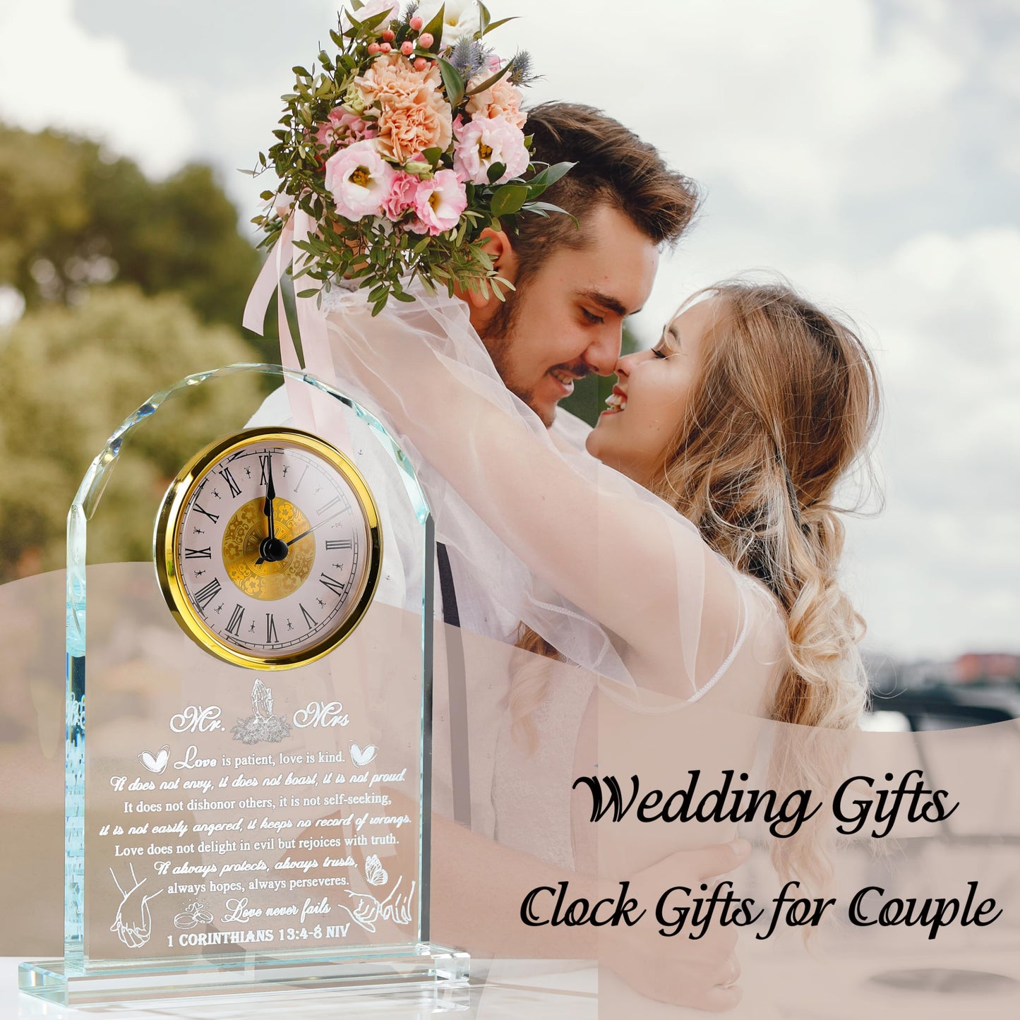 Wedding Gifts for Couple Unique 2026 - Crystal Clock Happy Anniversary Marriage Gift for Couple Keepsake - Engagement Gifts Bridal Shower Gifts for Bride and Groom Engagement Newlywed Mr Mrs Present