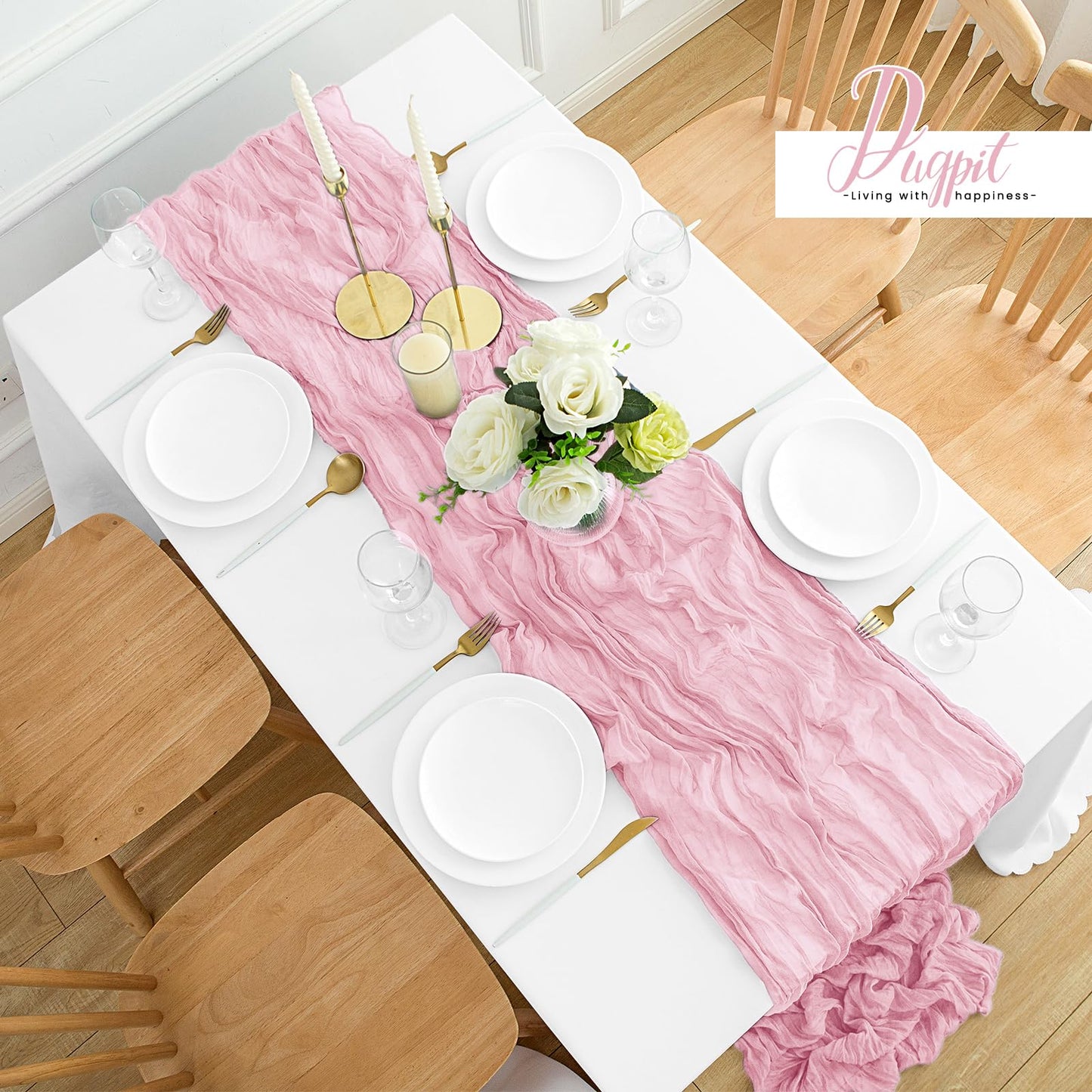 12Pack Pink Cheesecloth Table Runner 35 x 120 inch Cheese Cloth Table Runner 10FT Boho Table Runners Rustic Gauze Table Runners for Party Wedding Birthday Dining Bridal Shower Baby Shower Decor