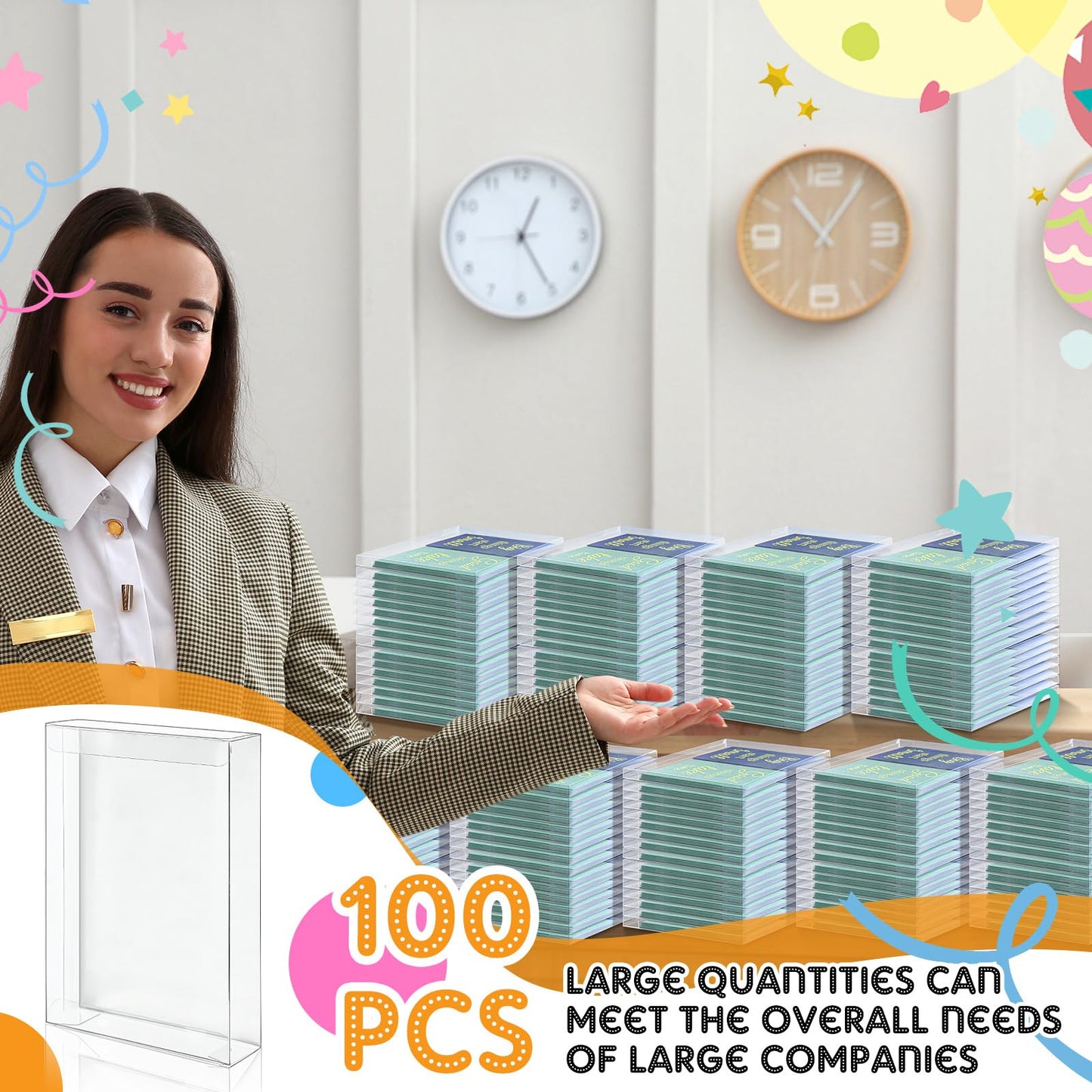 Sintuff 100 Pcs Clear Card Box Greeting Card Storage Boxes Clear Plastic picture display for Greeting Cards 5.39 x 7.36 x 1 Inches Photo Storage Box Rectangle Small Boxes for Favors