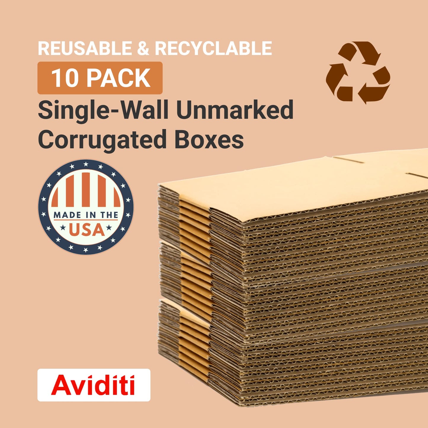 BOX USA Side Loading Shipping Boxes Large 26"L x 6"W x 20"H 10-Pack - Corrugated Cardboard Box for Moving, Mailing, Packing, Packaging and Storage