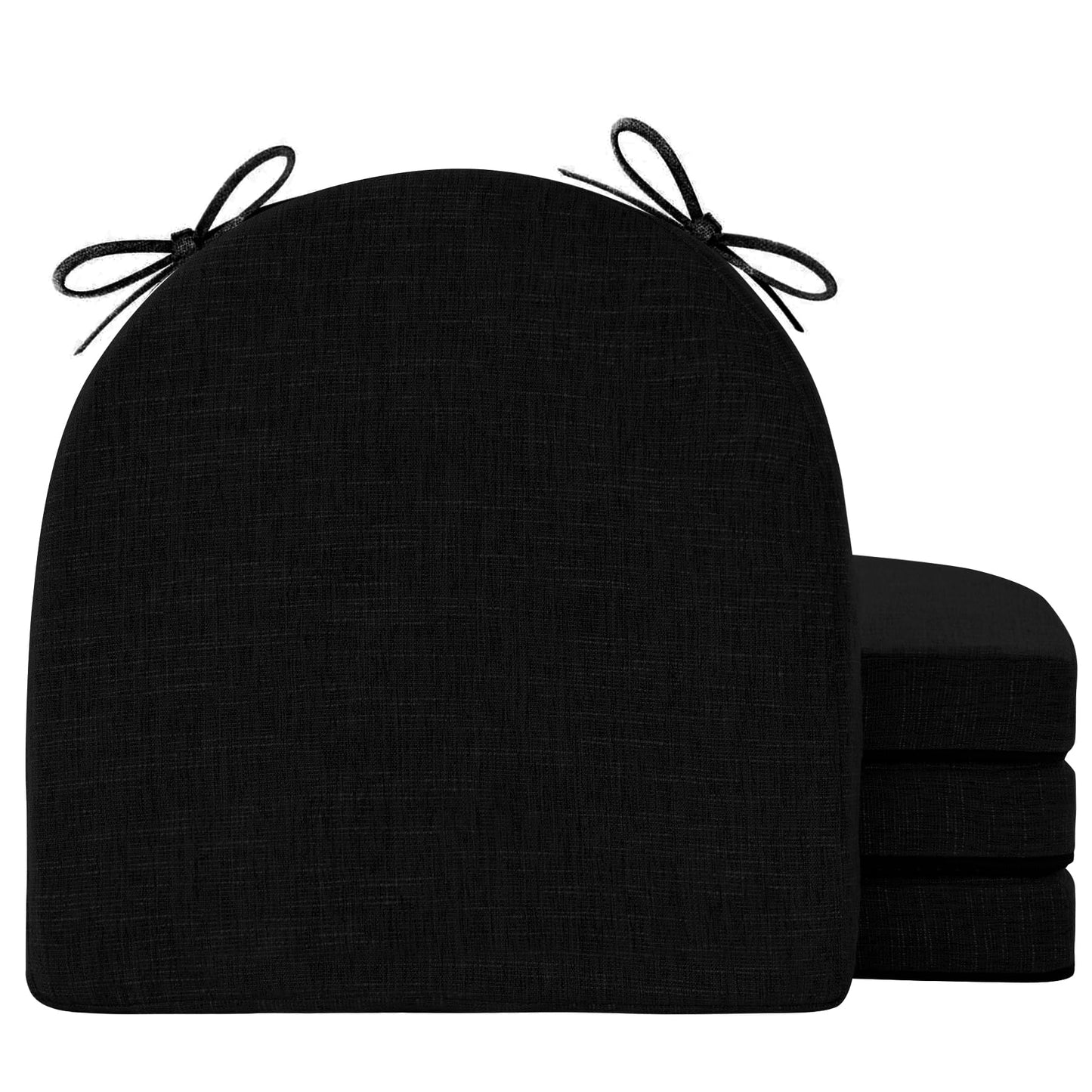 IPYNBAP Chair Cushions for Dining Chairs with Ties and Removable Cover, Dining Kitchen Chair Pads with Non-Slip Bottom, High Density Foam Indoor Seat Cushions, 16'' x 16'' x 2'', Set of 4, Black