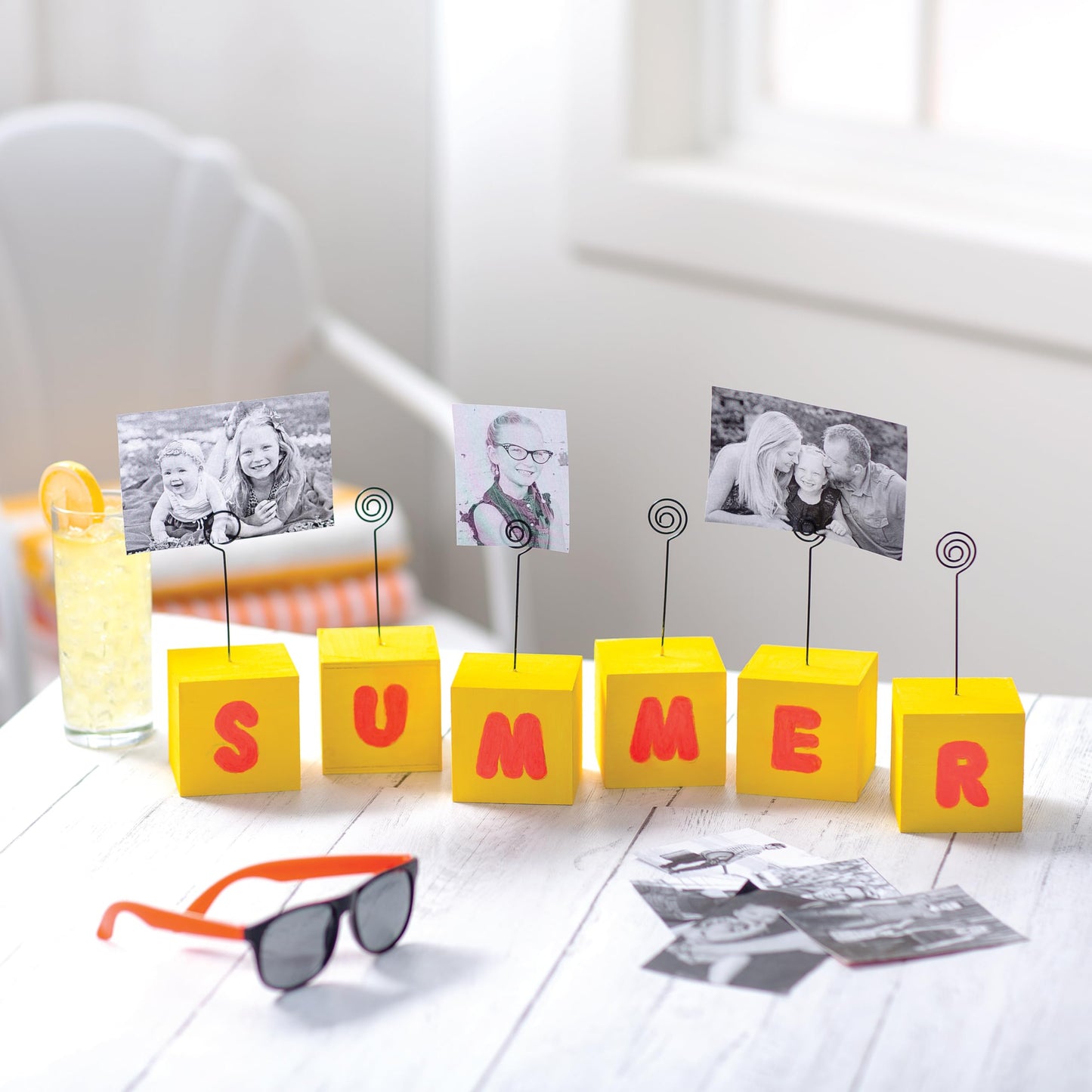 Do It Yourself Wood Photo Holder Block - Set of 12 Picture Holders - Each 3 Inch - DIY Crafts for Kids and Fun Home Activities