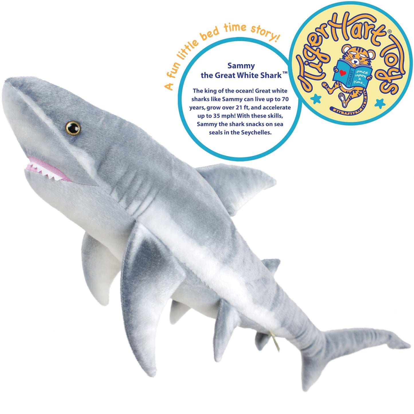 VIAHART Sammy The Shark - 34 Inch Long Great White Stuffed Animal Plush - by TigerHart Toys