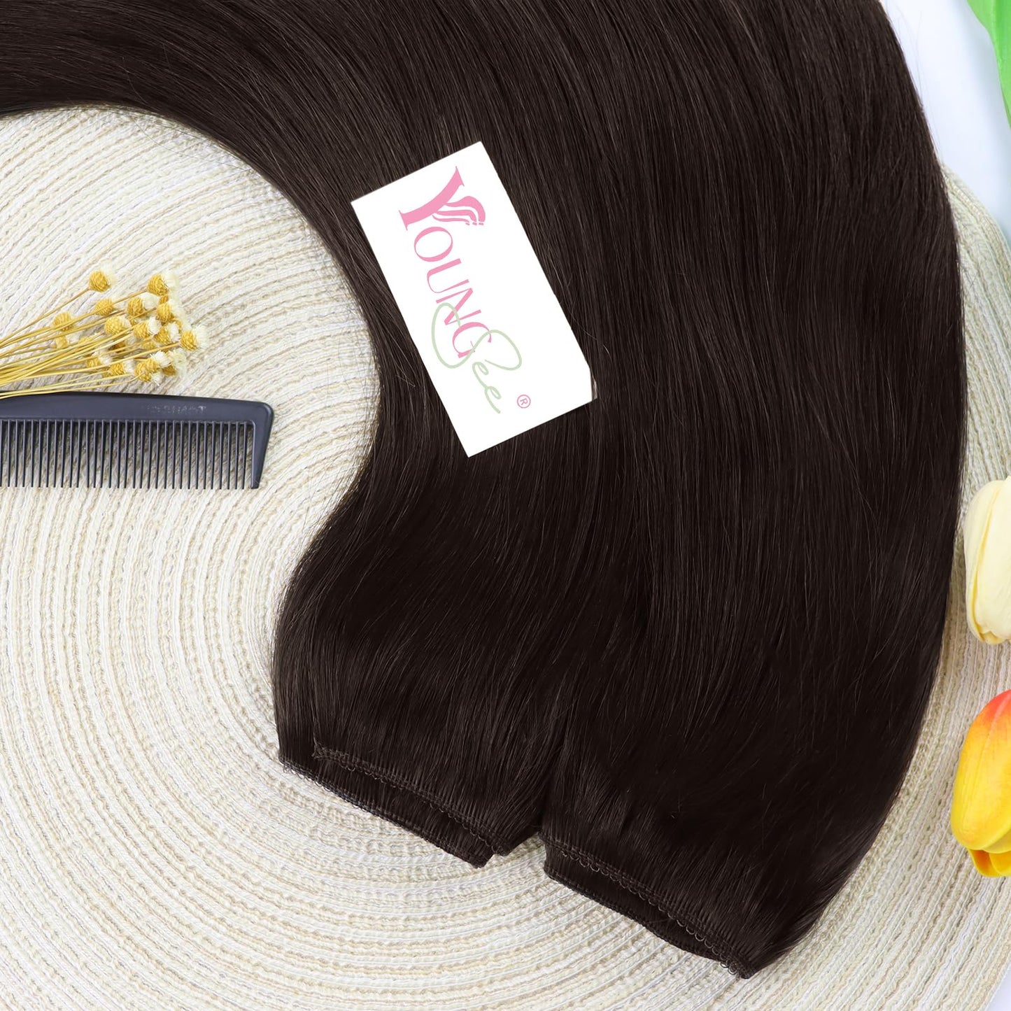 YoungSee Wire Human Hair Extensions Brown Wire Hair Extensions Real Human Hair Brown Wire Hair Extensions Human Hair Darkest Brown Hair Extensions for Women Easy-to-wear Human Hair Extension 100G 20In