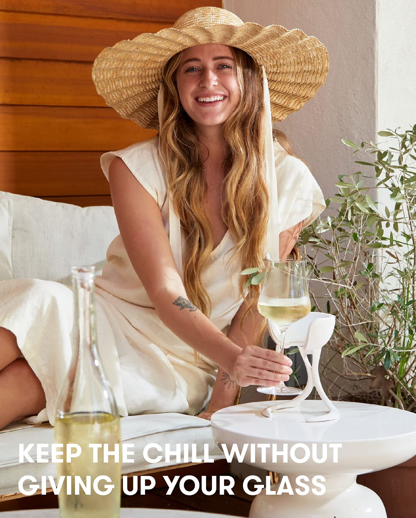 VoChill Stemmed Wine Glass Chiller | Made in USA | Radically cool wine tool – keeps wine perfectly chilled in your glass | Refreezable Chill Cradle actively chills (Sand, Perfect Pair)