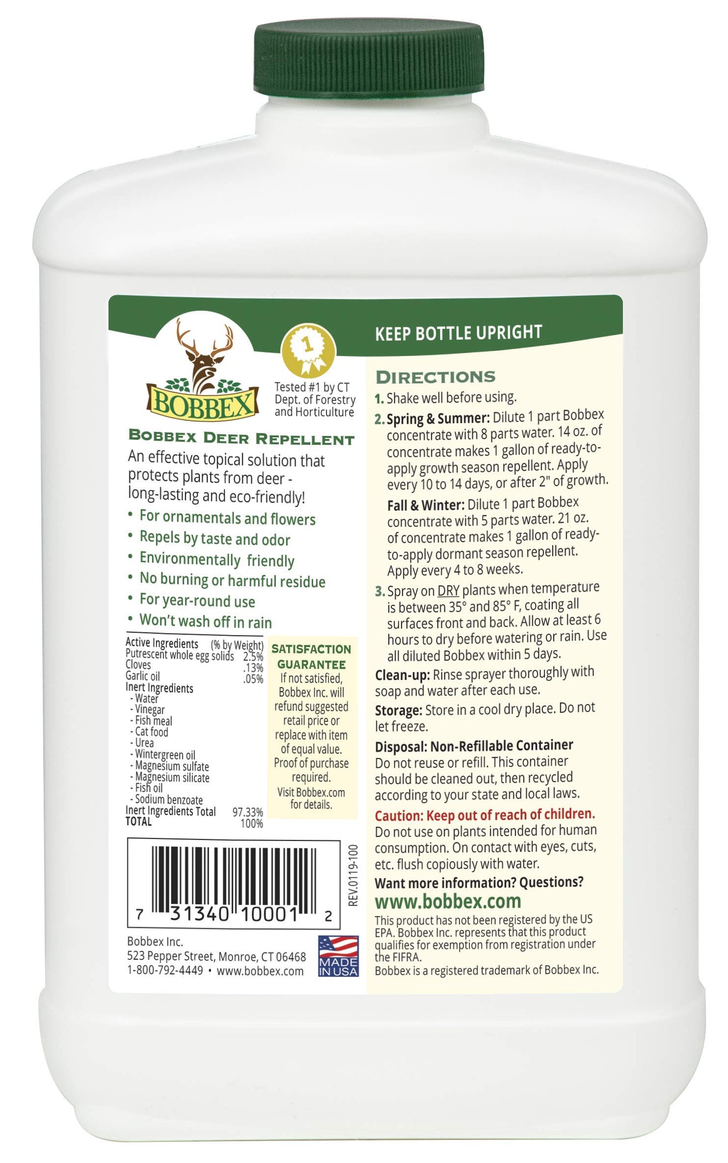 Concentrated Deer Repellent - Bobbex | Deer, Elk, and Moose Deterrent Concentrate (32 oz.) B550100