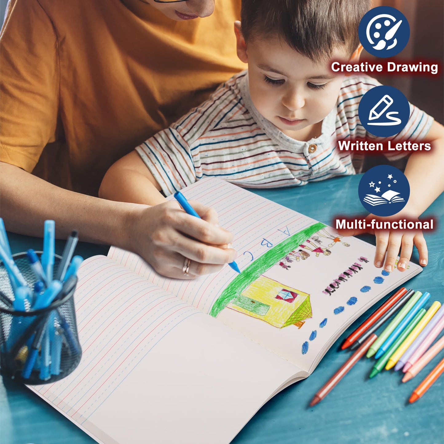 Principal Lines 24 Pack Primary Composition Notebook K-2, Primary Ruled Journal, Draw and Write Journal for Kids, Notebook School Supplies for Students, Hard Cover, 200 Pages(100 Sheets)