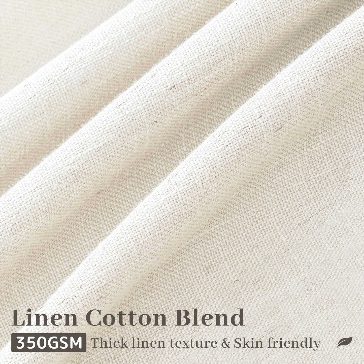 90 inch Pinch Pleated Linen Curtains for Living Room Bedroom Natural Ivory Birch Boho Country Thick Linen Textured Light Filtering Pinch Pleat Drapes Back Tab Semi Sheer Window Curtain 2 Panels