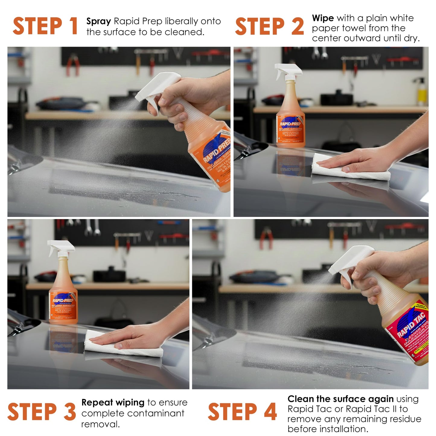 Rapid Tac Rapid Prep Surface Cleaner 128 oz | Safe Water Based solution Removes Wax, Grease, Oil & Silicone Non-Flammable for Pre-Cleaning Paint,Metals, Sign Materials & Glass Before Vinyl Application