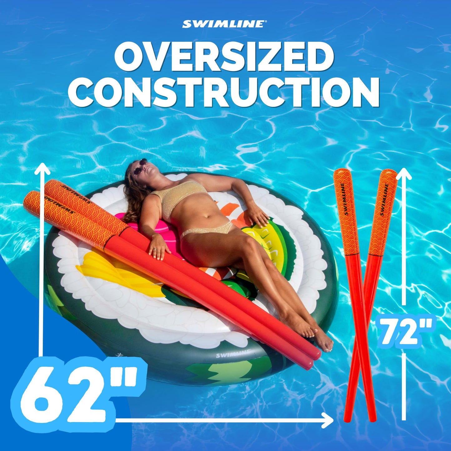 Swimline Futomaki Sushi Floating Island With Doodle Chopsticks Set 60"