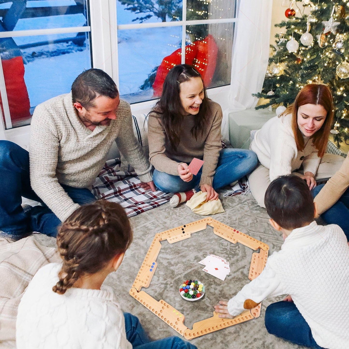 Nosadi Jokers and Marbles Board Game,Real Beech Wooden Marble Game for 2-8 Player,Best Family Board Game for Game Nights,Holidays and Casual Social Gatherings