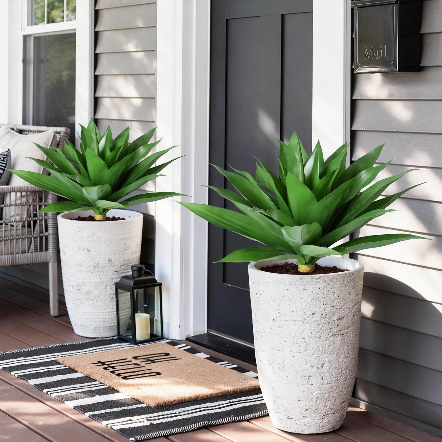 Ivydale Fake Plants, 2 Pcs 28" Agave Artificial Plants Outdoor UV Resistant Faux Outdoor Plants, Large Artificial Plants Outdoor Realistic Greenery for Porch Planter Patio Yard Garden Indoor