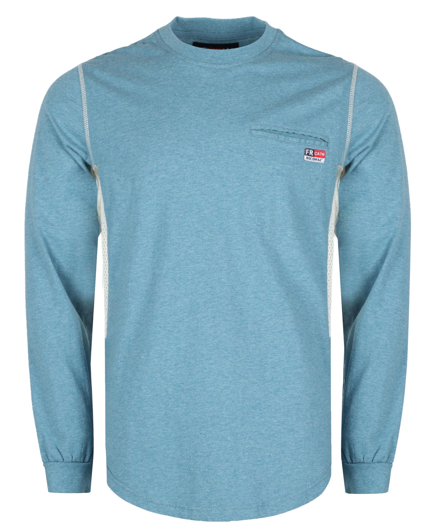BOCOMAL FR Shirts for Summer Breathable Vented Design 6oz Heather Jersey Flame Resistant Long Sleeve Crew T Shirt