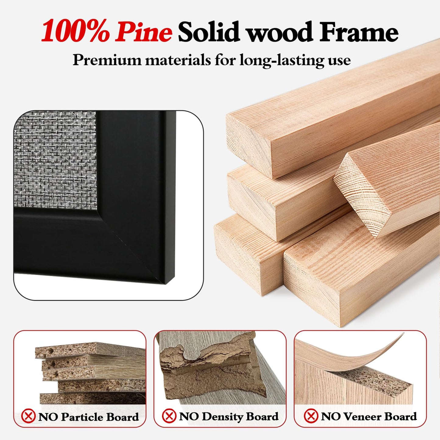VEIZXUN Bulletin Board 40 x 30 Inch, Cork Board for Walls, Wood Framed Bulletin Boards with Grey Canvas, Wall Mounted Corkboard for Office School Home Decorative