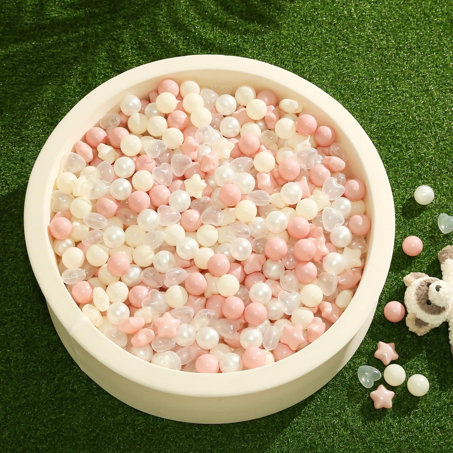 TRENDPLAY Ball Pit Balls Star and Heart Shapes for Toddlers - 200 Count Plastic Balls for Ball Pit Fun and Play, Pink Balls for Ball Pits
