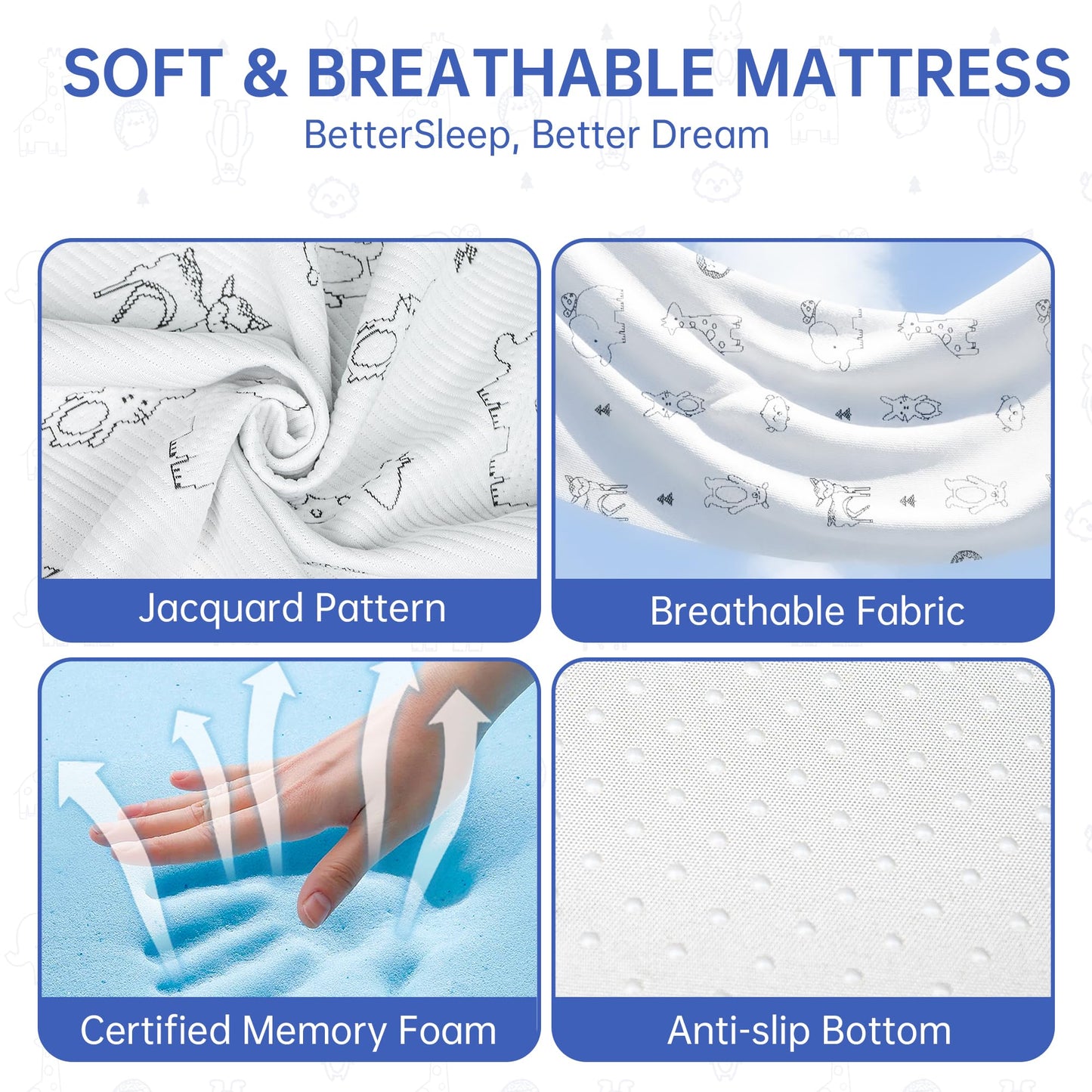 Cocellona Pack and Play Mattress, 38"x26" Breathable Pack N Play Mattresses Pad with Removable Ultra-Soft Cover, Portable Soft & Firm Memory Foam Playpen Mattress for Pack n Play
