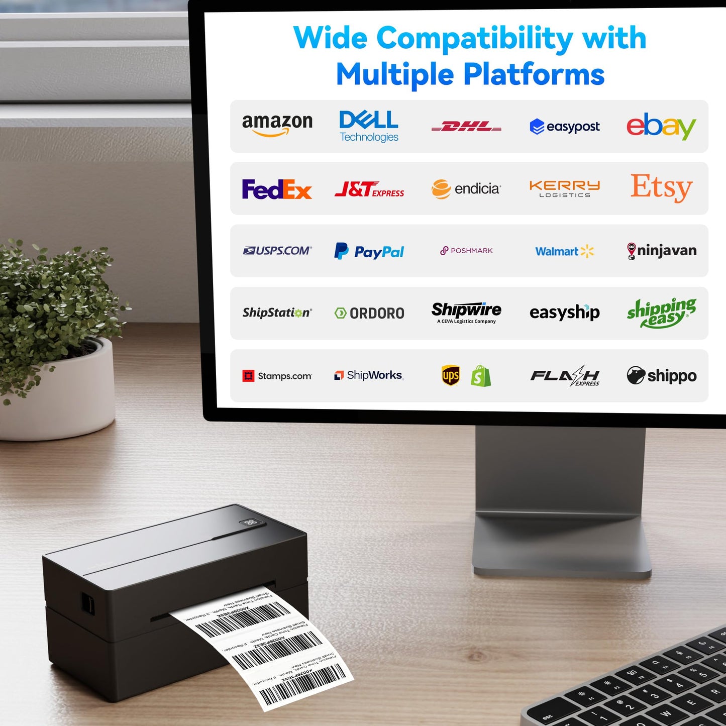 PeriPage Bluetooth Thermal Shipping Label Printer,Wireless 4x6 Shipping Label Printer for Shipping Packages,Support iPhone iPad Android Windows & Mac,Widely Used for Amazon, Ebay,Shopify, Etsy, USPS.