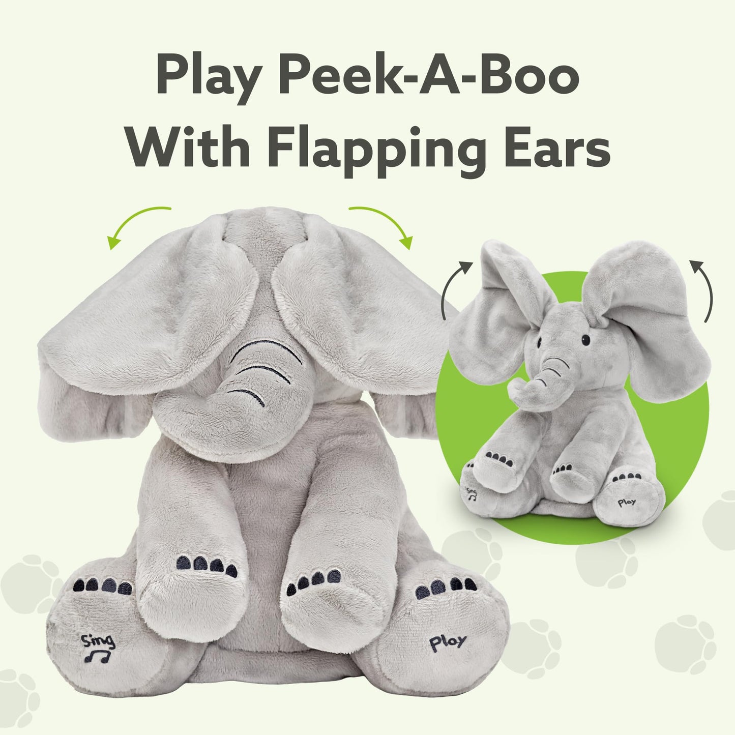 Tippi Peekaboo Elephant Toy - Interactive Singing Teddy with Fluttering Ears - For Newborn Baby Boys or Girls - Soft Toy Peekaboo Elephant for Babies 0-12 Months