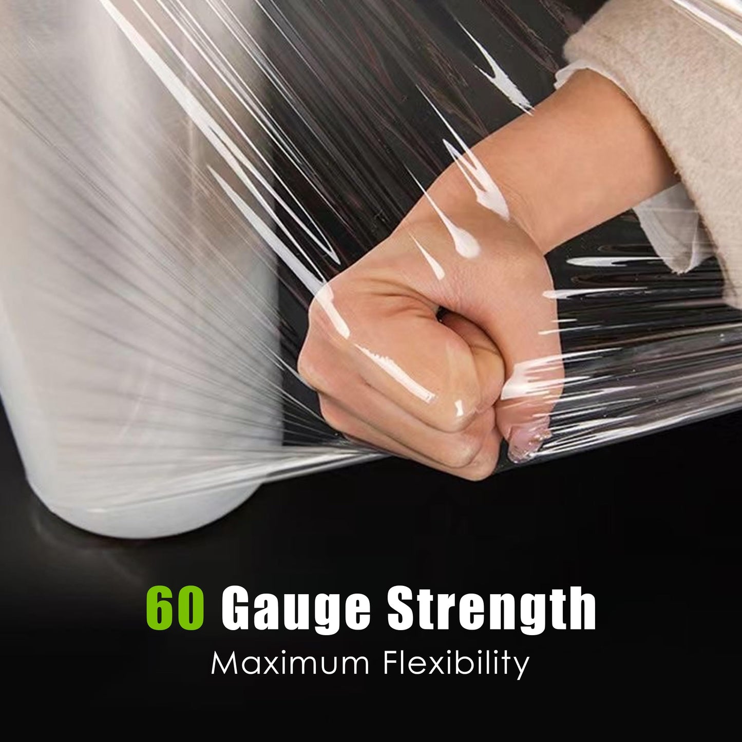 Cosy Family Plastic Wrap Stretch Film Roll - 1000ft 60 Gauge Industrial Strength 15 inch Wide Clear Plastic Wrap Roll with Handles for Pallet Wrapping Shipping Moving - Clear, Pack of 4