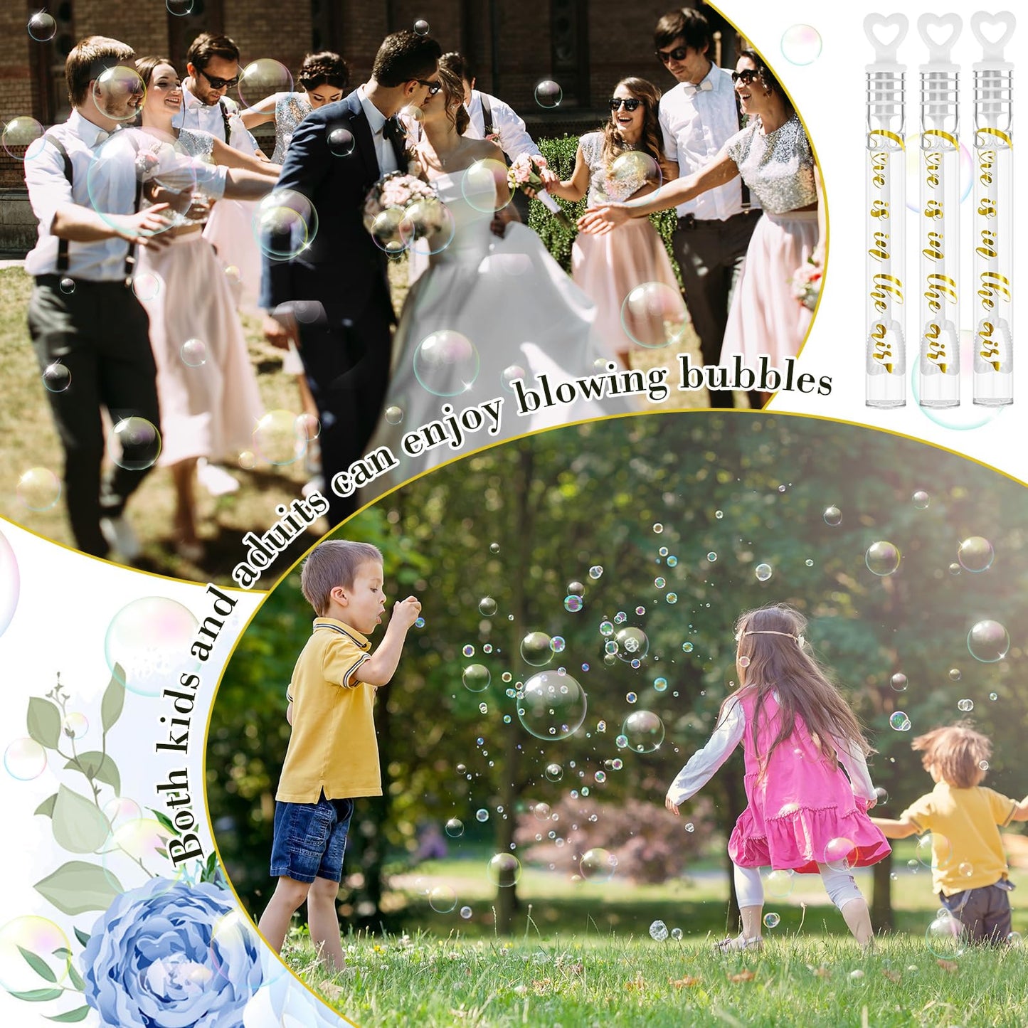 Hollowfly 120 Pcs Wedding Mini Bubble for Wedding Wands Bulk Heart Bubble Wand for Guests Send off Party Supplies for Valentine‘s Day, Anniversaries Celebration (Love)