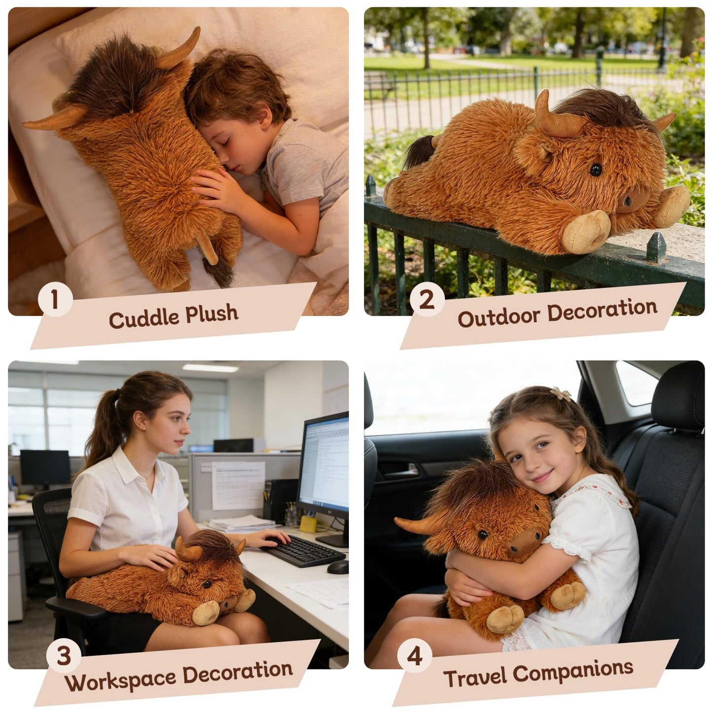 WDXDSOB Weighted Highland Cow Stuffed Animals | 4.2 Lbs Weighted Highland Cow Plush for Kids & Adults | 21.6 Inch Large Cattle Pillow Toy Gift for Christmas Birthday Gift