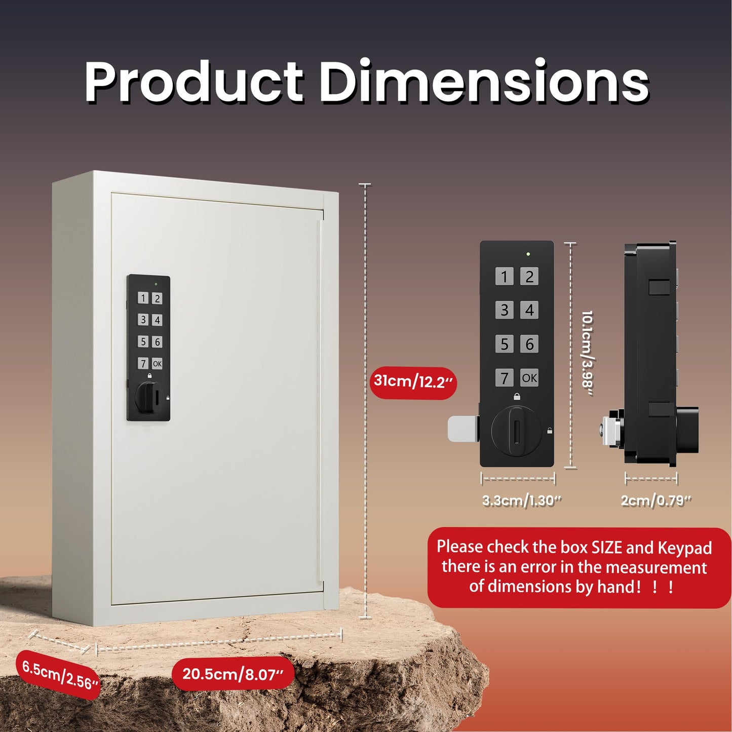 Grimtron 40 Keys Lock Box for Keys with Code, Electronic Key Box Wall Mount Cabinet, Private/Public Mode, Beige, Father‘s Day Gift for Men