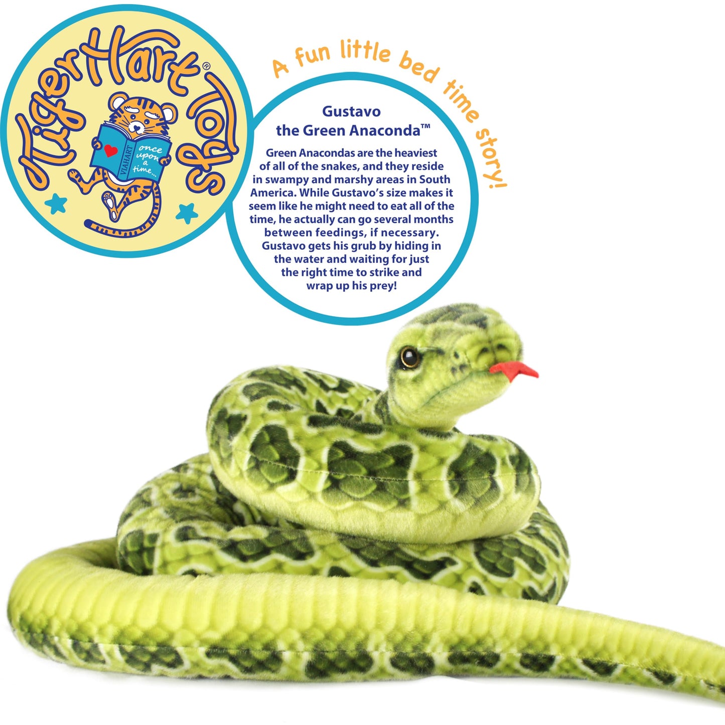 Gustavo The Green Anaconda - 100 Inch Stuffed Animal Plush - by TigerHart Toys