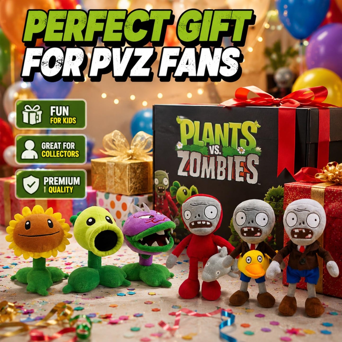 6Pcs Plants vs Zombies Plush Toys Zombie Sets,Ducky Newspaper Dolphin Zombie,Sunflower Chomper Peashooter Plant Soft Plants vs Zombies Toys PVZ Plush 1 2 for Birthday,Party,Halloween & Christmas