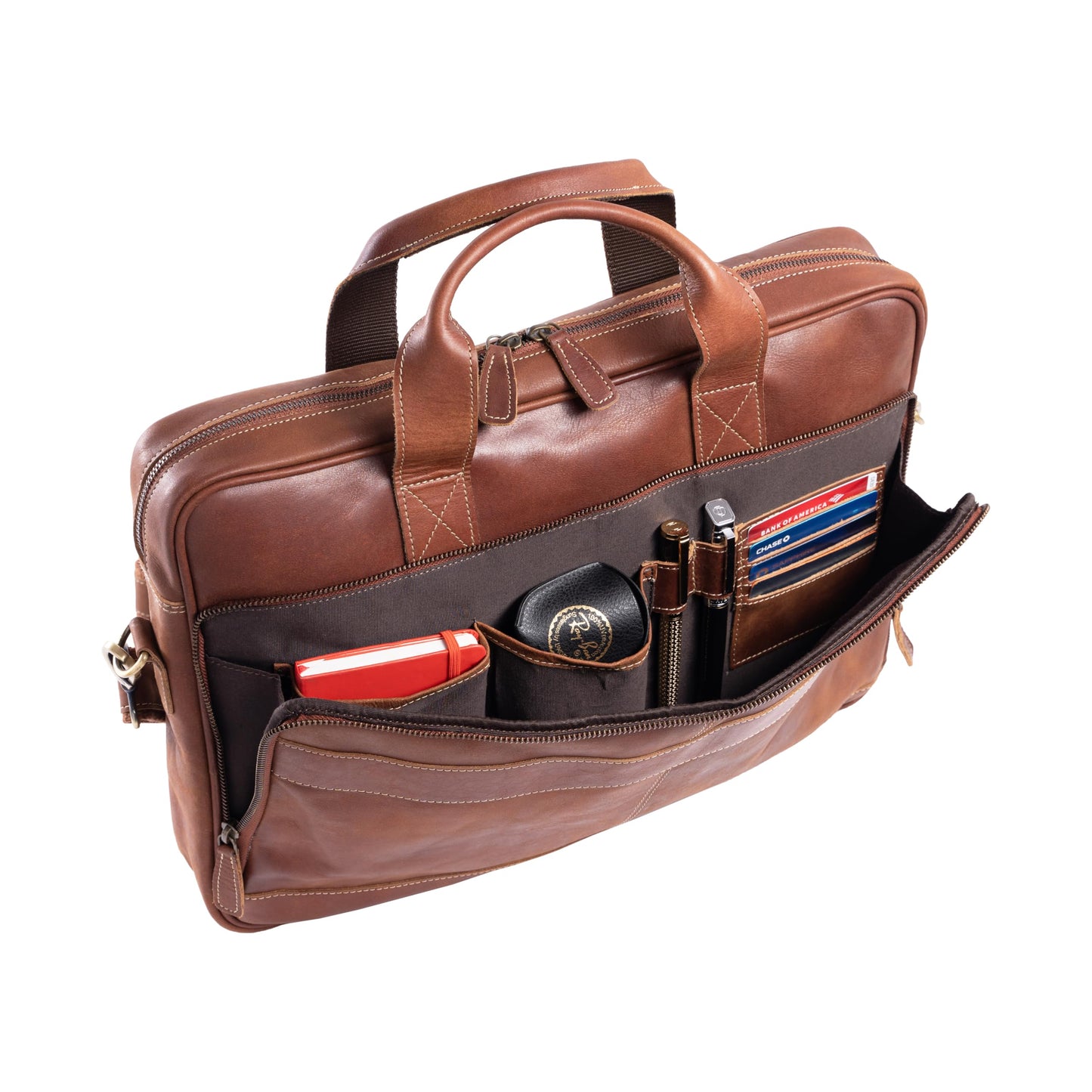 KomalC 16 Inch Leather briefcases Laptop Messenger Bags for Men and Women Best Office Satchel Bag (Tan)