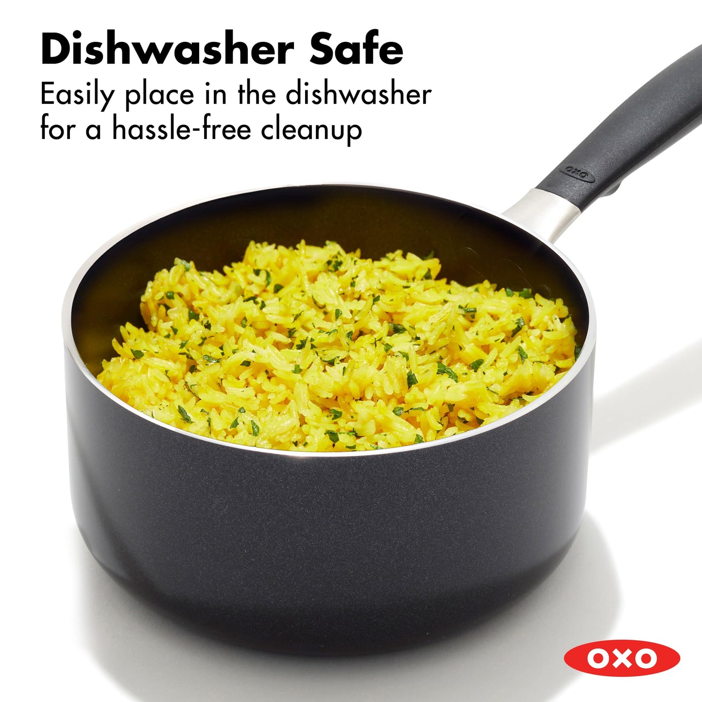 OXO 1.6QT Non-Stick Every Day Sauce Pan with Glass Lid, BPA-Free Comfort Grip Silicone Handle, Dishwasher & Oven Safe, PFAS-Free Ceramic Skillets, Sauce & Soup Chef Pot, Drip-Free, Black