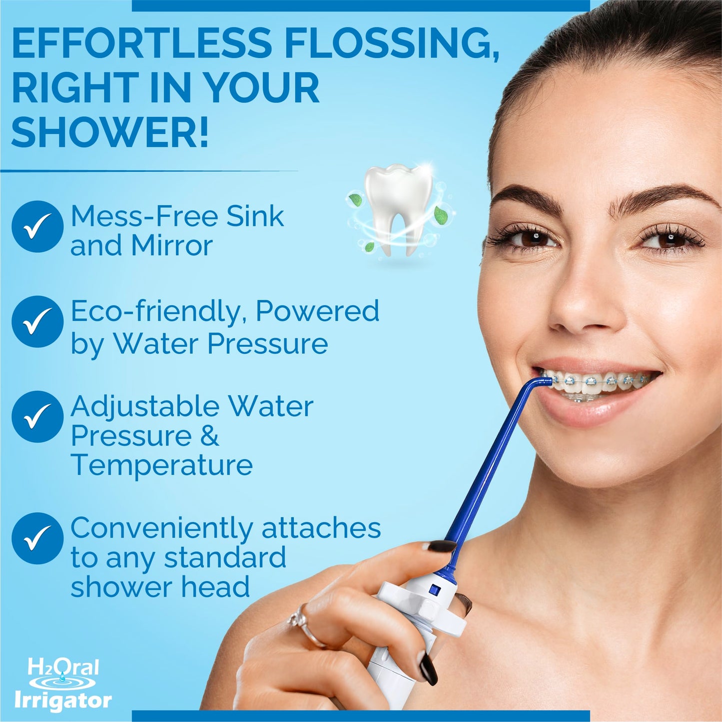 Oral Irrigator Shower Floss Dental Care System | Advanced Shower Water Flosser for Healthy Gums and Teeth | Shower Flosser | Dental Water Flosser for Superior Dental Hygiene at Home | Made in U.S.A.