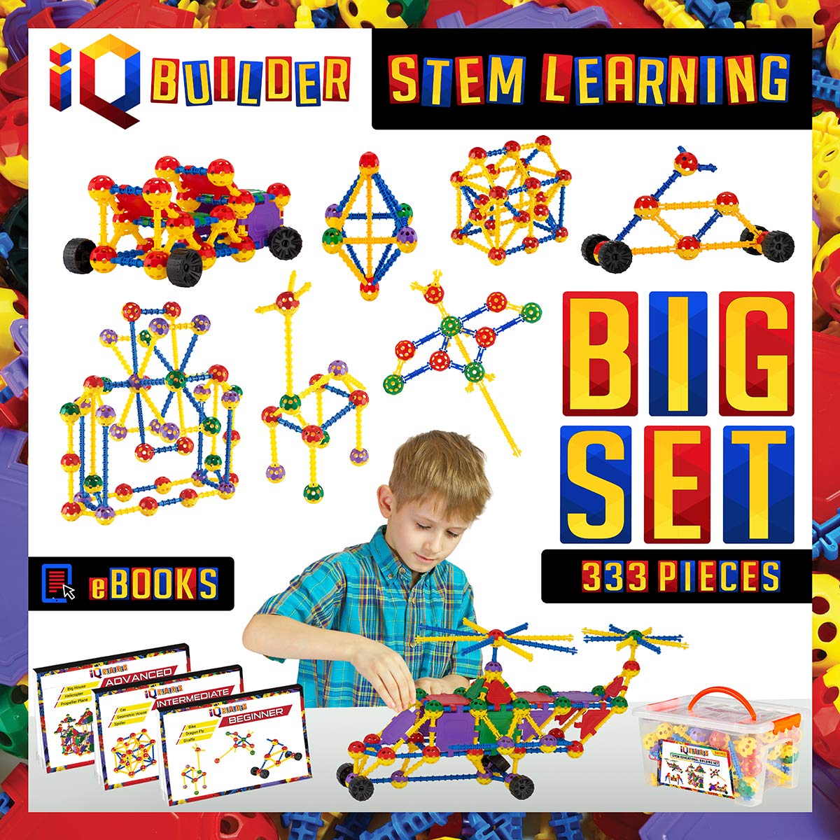 IQ BUILDER | STEM Learning Toys | Creative Construction Engineering | Fun Educational Building Blocks Set for Boys & Girls Ages 5-10 | for Kids