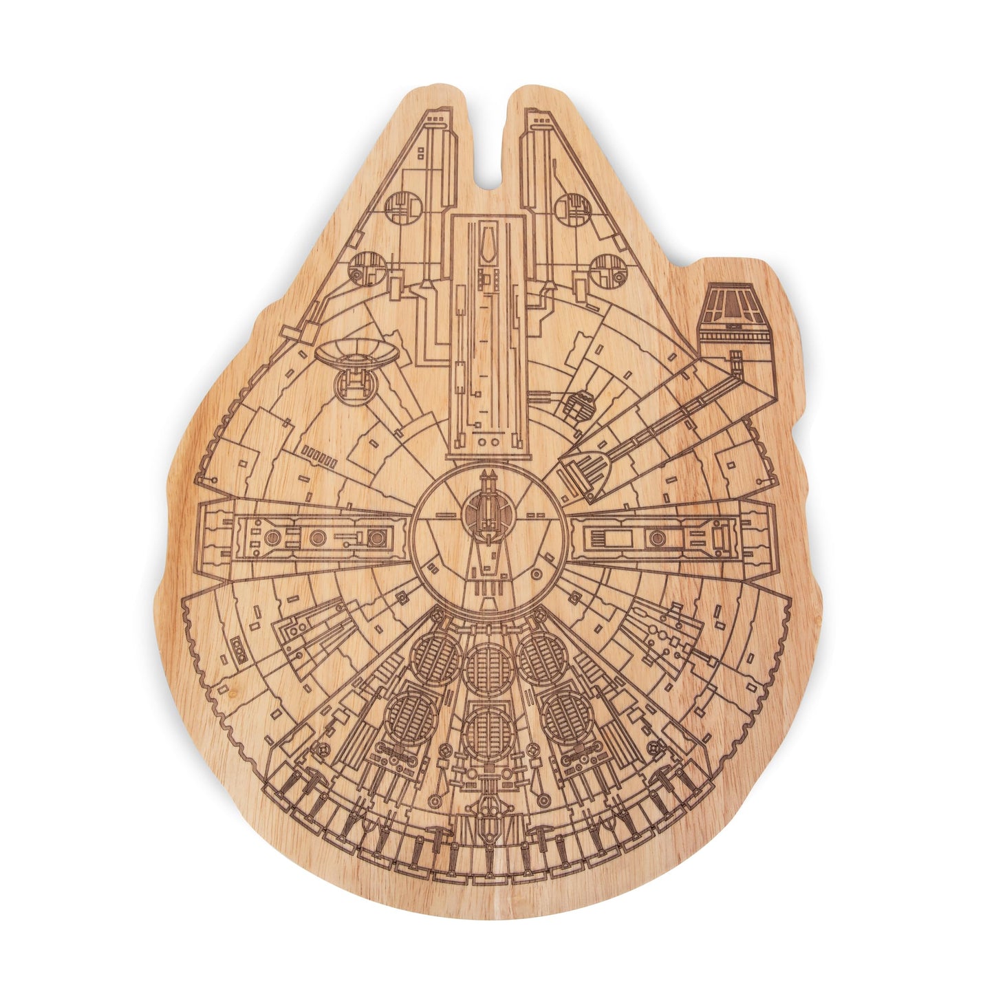 PICNIC TIME Star Wars Millennium Falcon 16 Inch Serving Board, Wood Cheese and Charcuterie Board, Decorative Cutting Board with Hanging Hole, (Parawood)