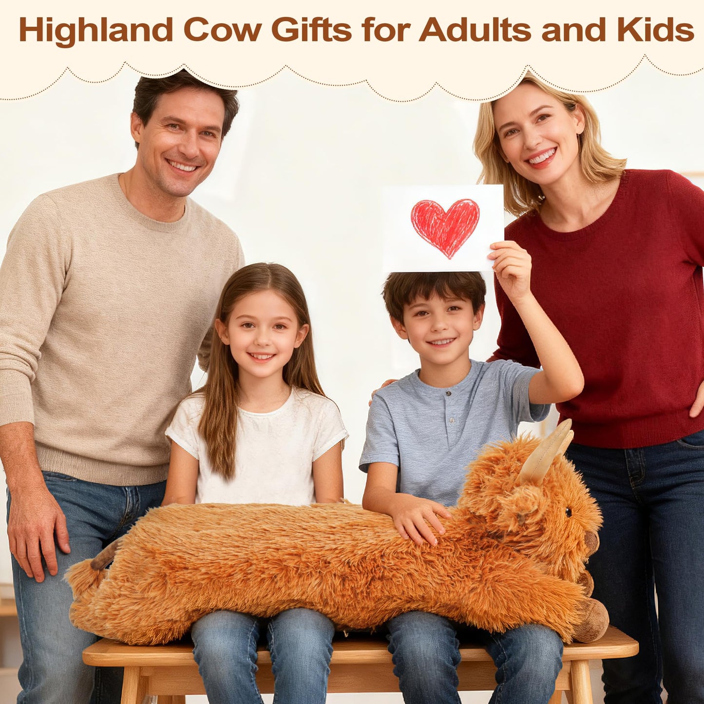 Highland Cow Stuffed Animal 33",Long Highland Cow Plush, Cattle Body Pillow Plushies Gifts for Kids and Adults