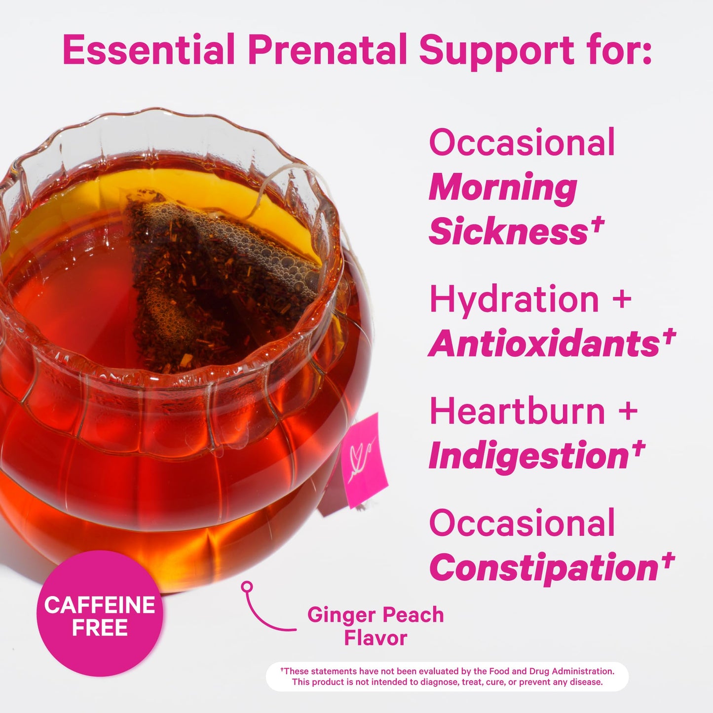 Pink Stork Morning Sickness Bundle with Organic Ginger Peach Tea and Sweets, Supports Morning Sickness for Pregnant Women, Digestion, and Motion Sickness, 1st Trimester Pregnancy Must Haves, Set of 3