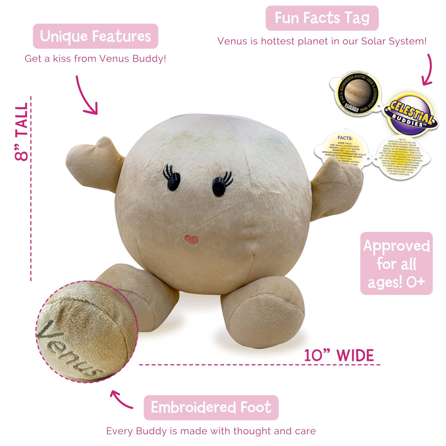 Celestial Buddies Venus Buddy Science Astronomy Space Solar System Educational Plush Blue Planet Toys
