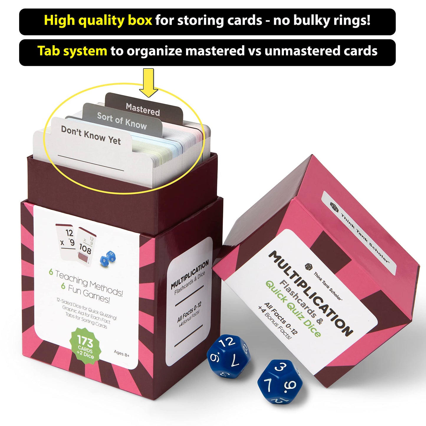 Think Tank Scholar Math Flash Cards (Bulk 20 Case Pack) Addition, Subtraction, Multiplication, Division - 10 Games - Toddlers 2-4 - Kids Ages 4-8 in Kindergarten, 1st, 2nd, 3rd 4th, 5th, 6th Grade