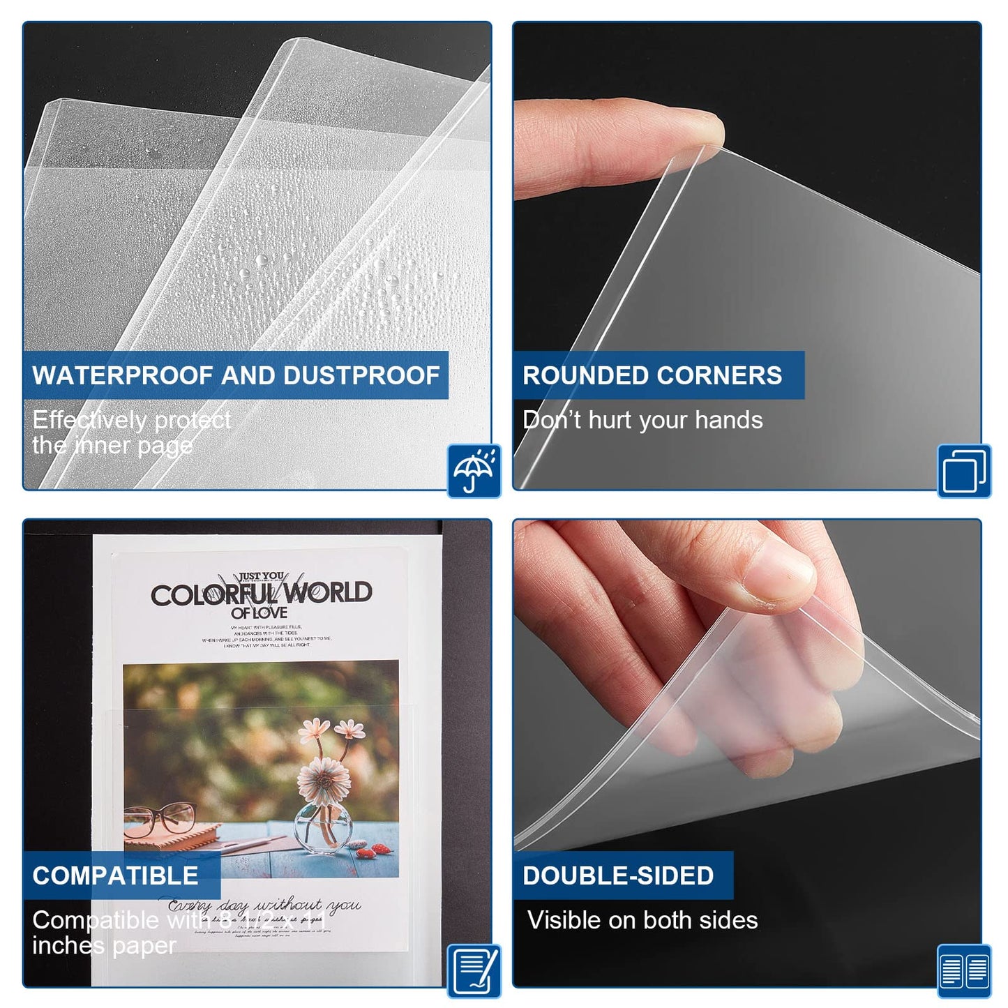 Jecery 25 Pcs 8.5 x 11'' Rigid Print Protectors Clear Rigid Plastic Paper Page Protectors Photo Plastic Sleeves for Document