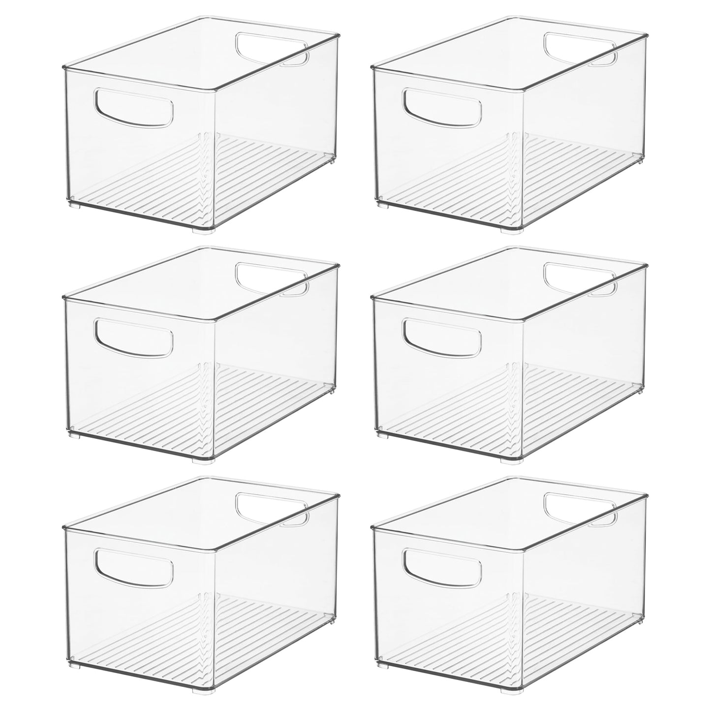 iDesign Stackable Clear Plastic Bin - Kitchen Organizers and Storage for Fridge and Pantry, 6-Pack