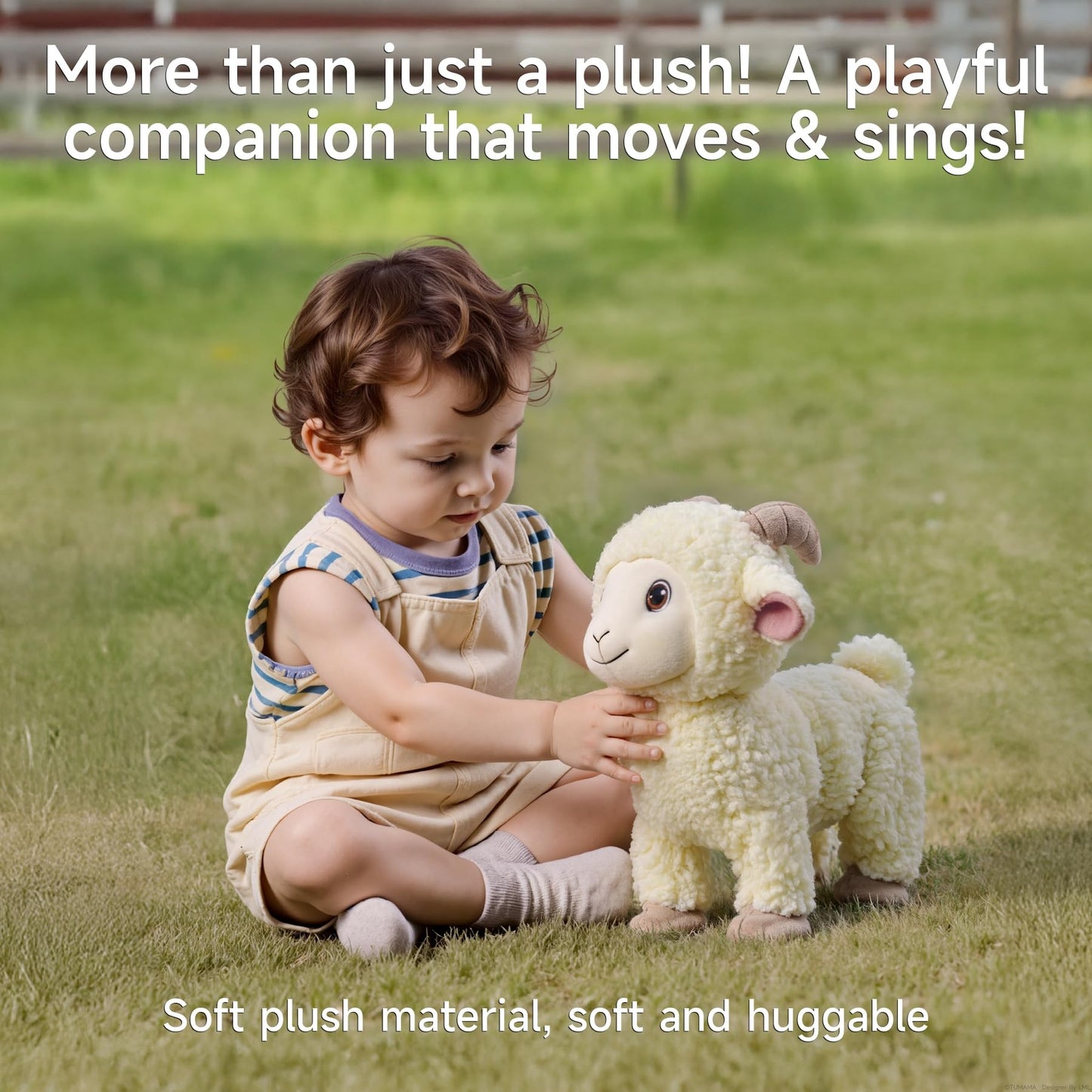 eJog Pup Electronic Interactive Singing Walking Lamb Plush Toy, Sheep Stuffed Animal with Leash, Soft Sheep Baby Toys Pet Buddy for Babies and Toddlers