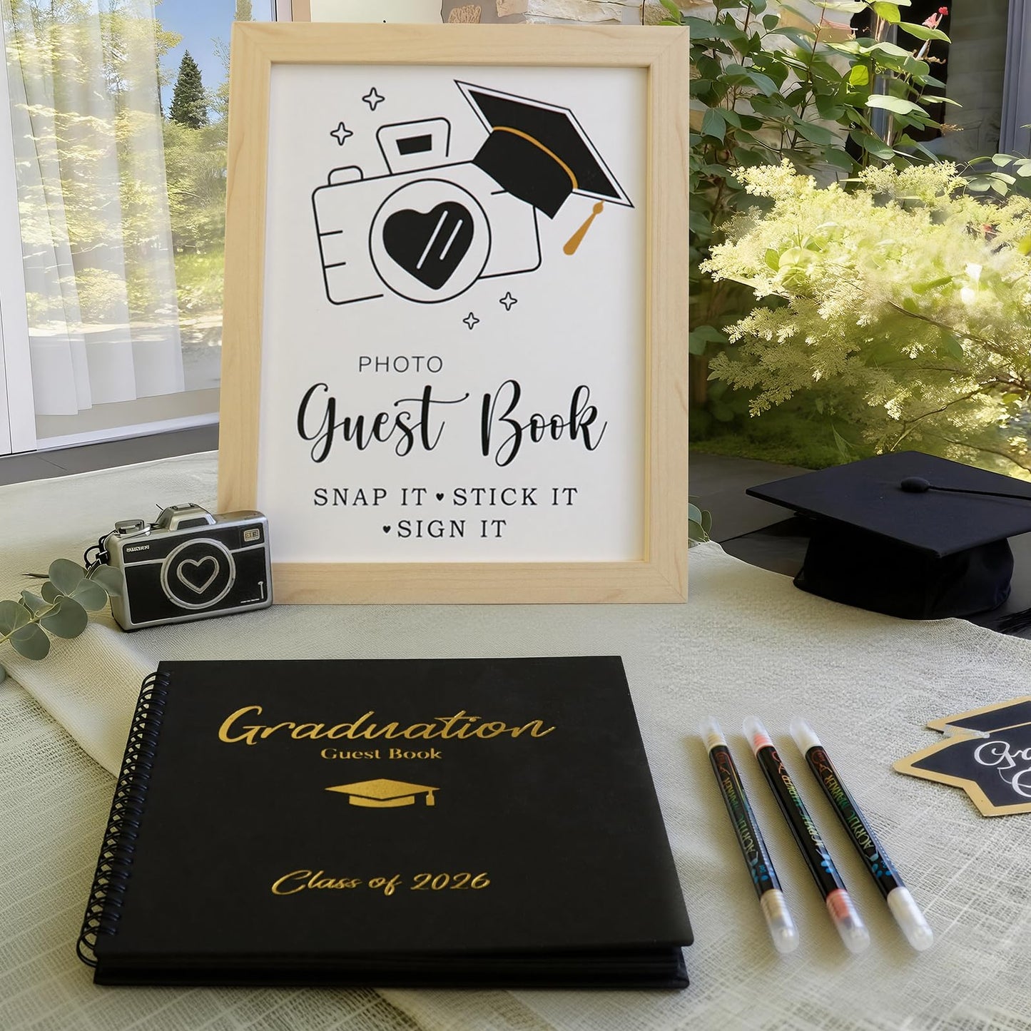 2026 Graduation Decorations - 30 Pages Graduation Guest Book with Photo Sign and 3 Markers - Class of 2026 Graduation Gifts Graduation Decor Party Favors Supplies for Kindergarten High School College