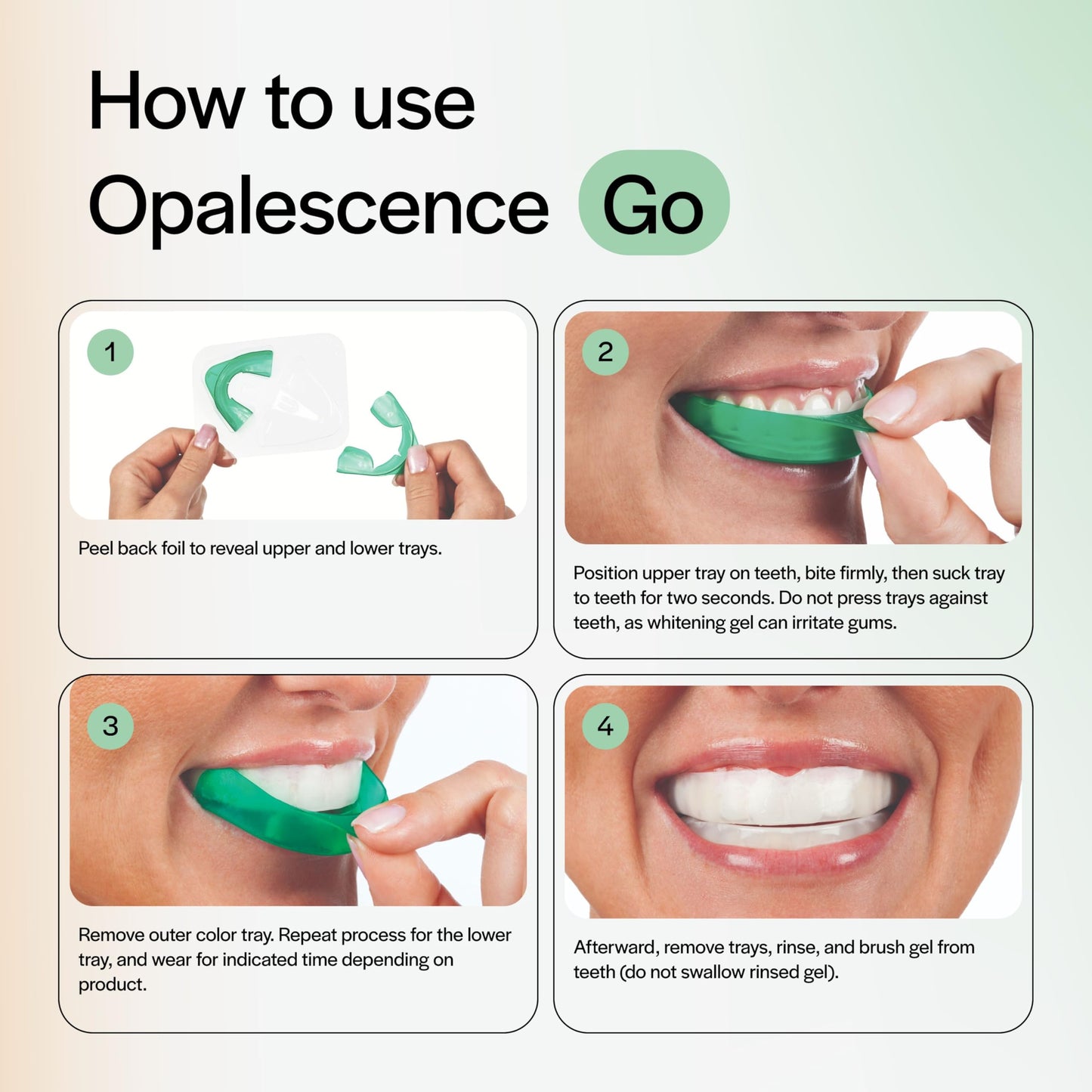 Opalescence Go - Prefilled Teeth Whitening Trays - Original 15% - 4 Treatments (2 Packs) - Hydrogen Peroxide with PF - Cool Mint - Made by Ultradent. 4648-2
