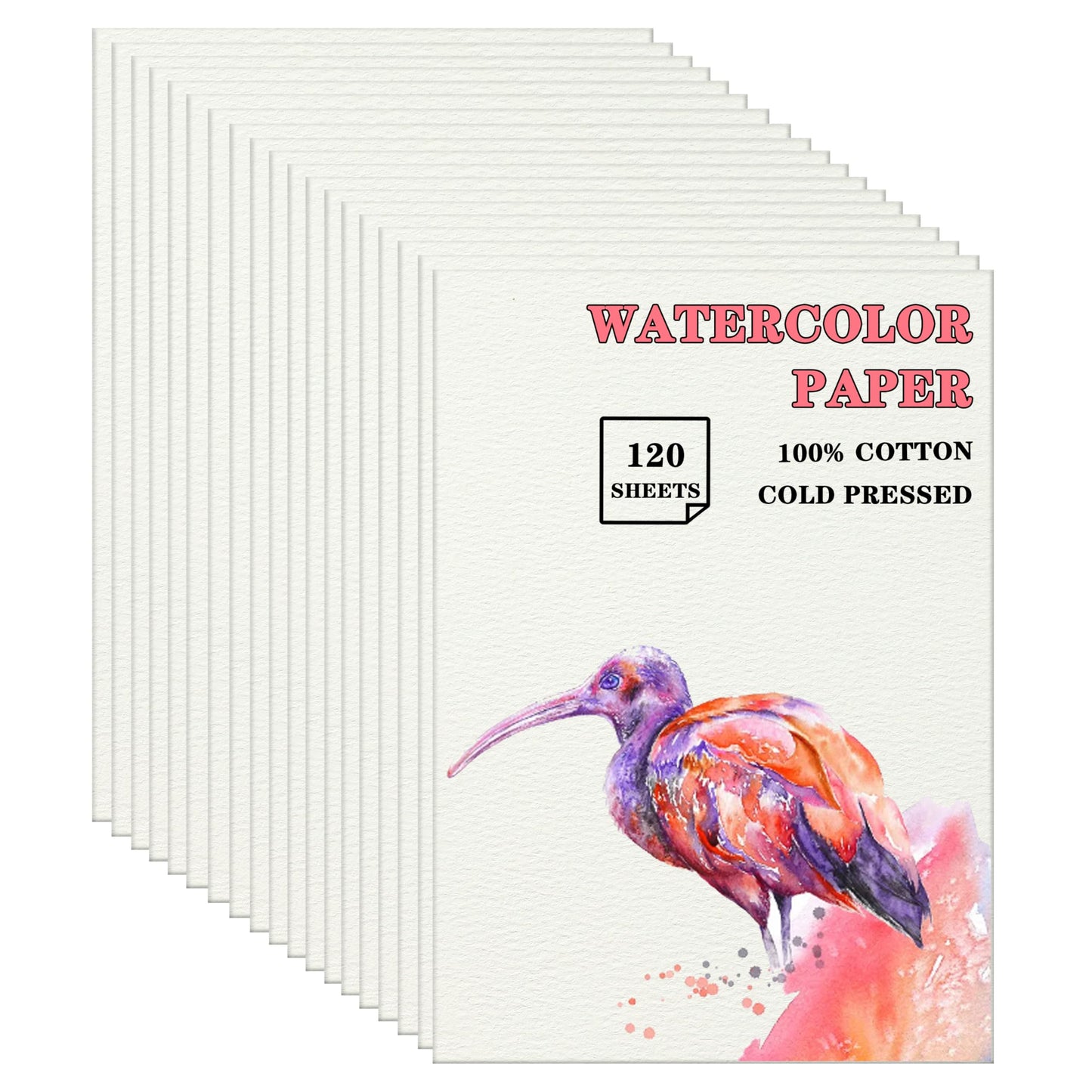 Silunkia 120 Sheets 100% Cotton Watercolor Paper 7 x 10 Inch, 140lb/300gsm Heavyweight Art Cold Pressed Off White Paper for Students Adults Beginner Artists Drawing Valentine Gift Cards
